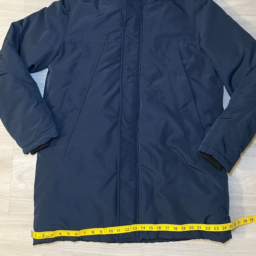 Primark Men's Navy Blue Hooded Parka Jacket Medium Shower Resistant Thermal - Picture 5 of 16